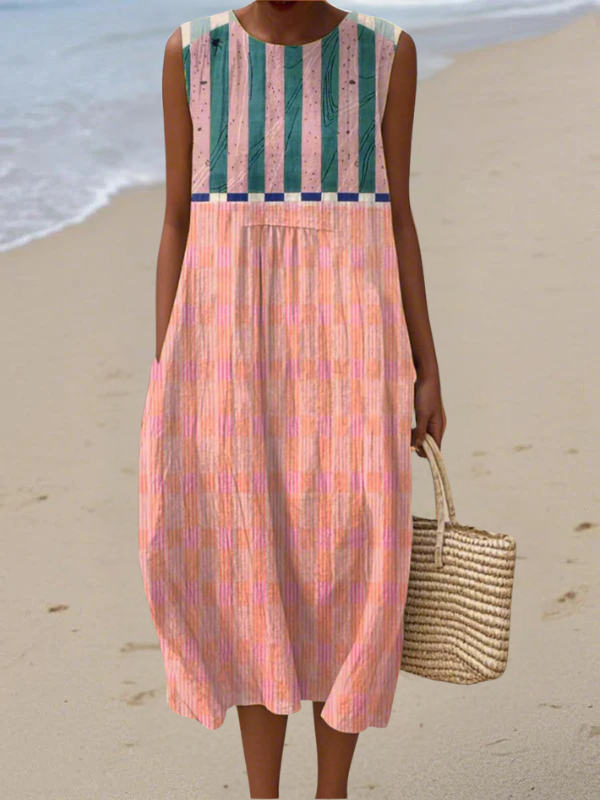 Lily™ | Robe midi à rayures pastel