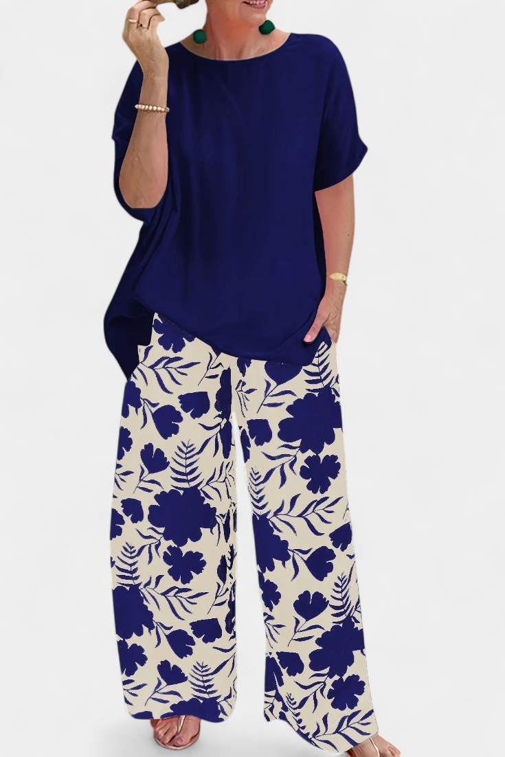 Aivy - Ensemble floral deux pièces au toucher décontracté
