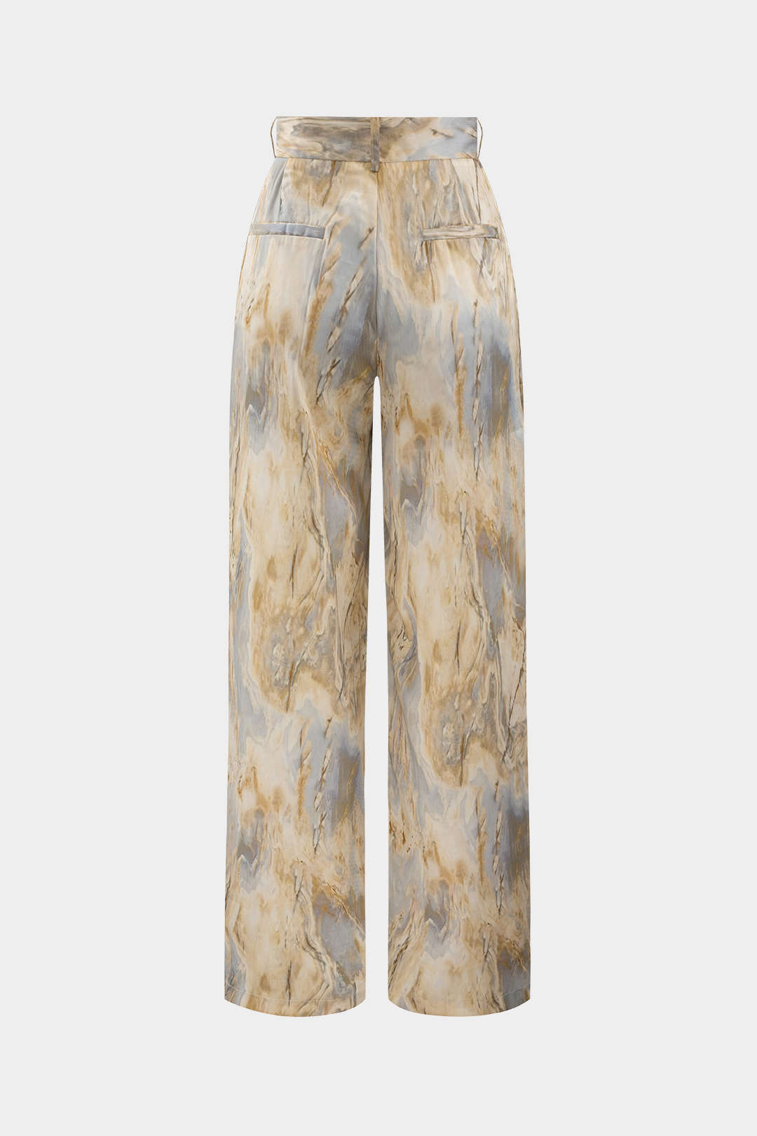 Inna - Pantalon droit taille haute imprimé marbre