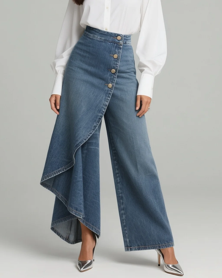 Pantalon en croisé jean taille haute