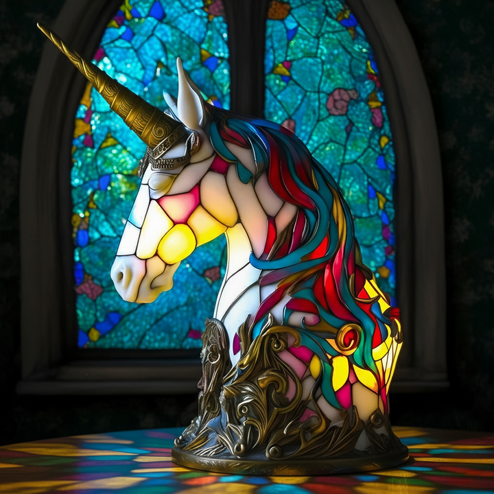 Unicornio - Lámpara de vitral