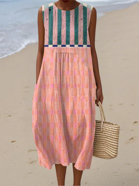 Lily™ | Robe midi à rayures pastel