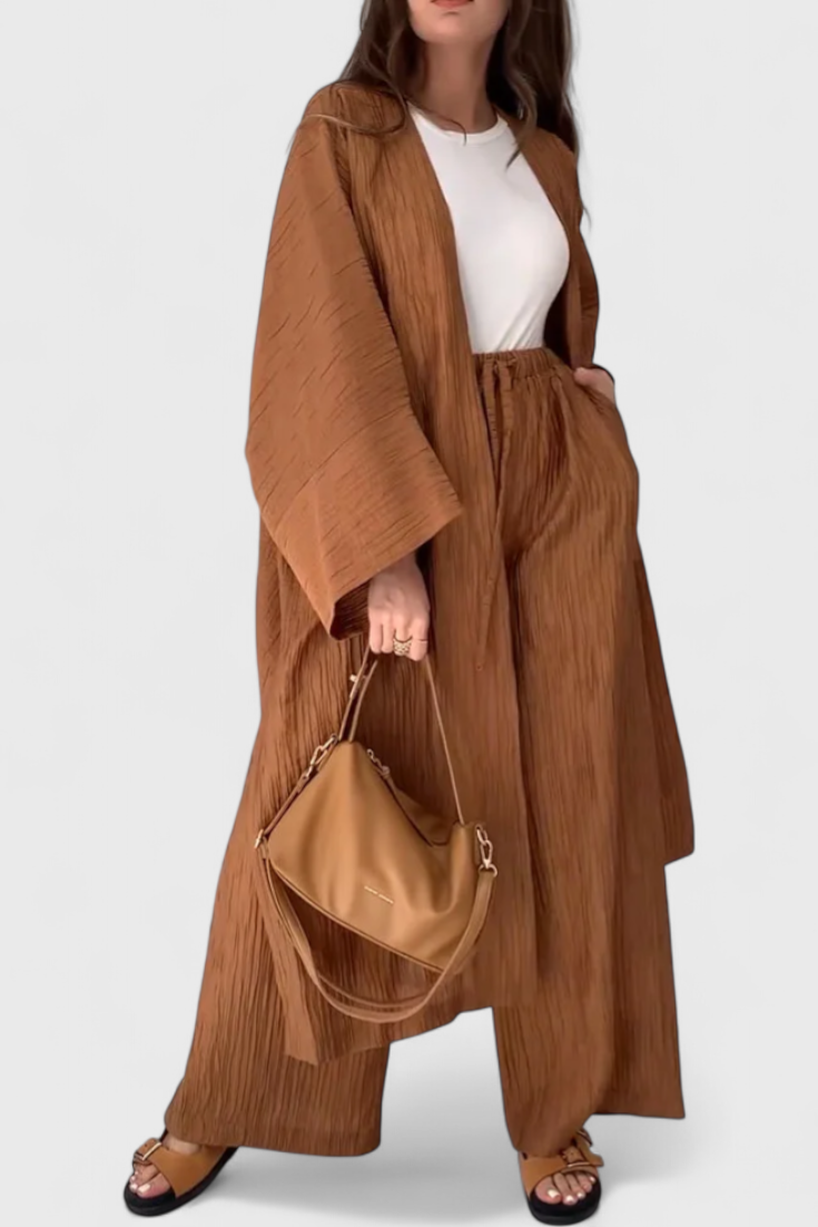 Ensemble deux pièces décontracté Caspian avec long kimono