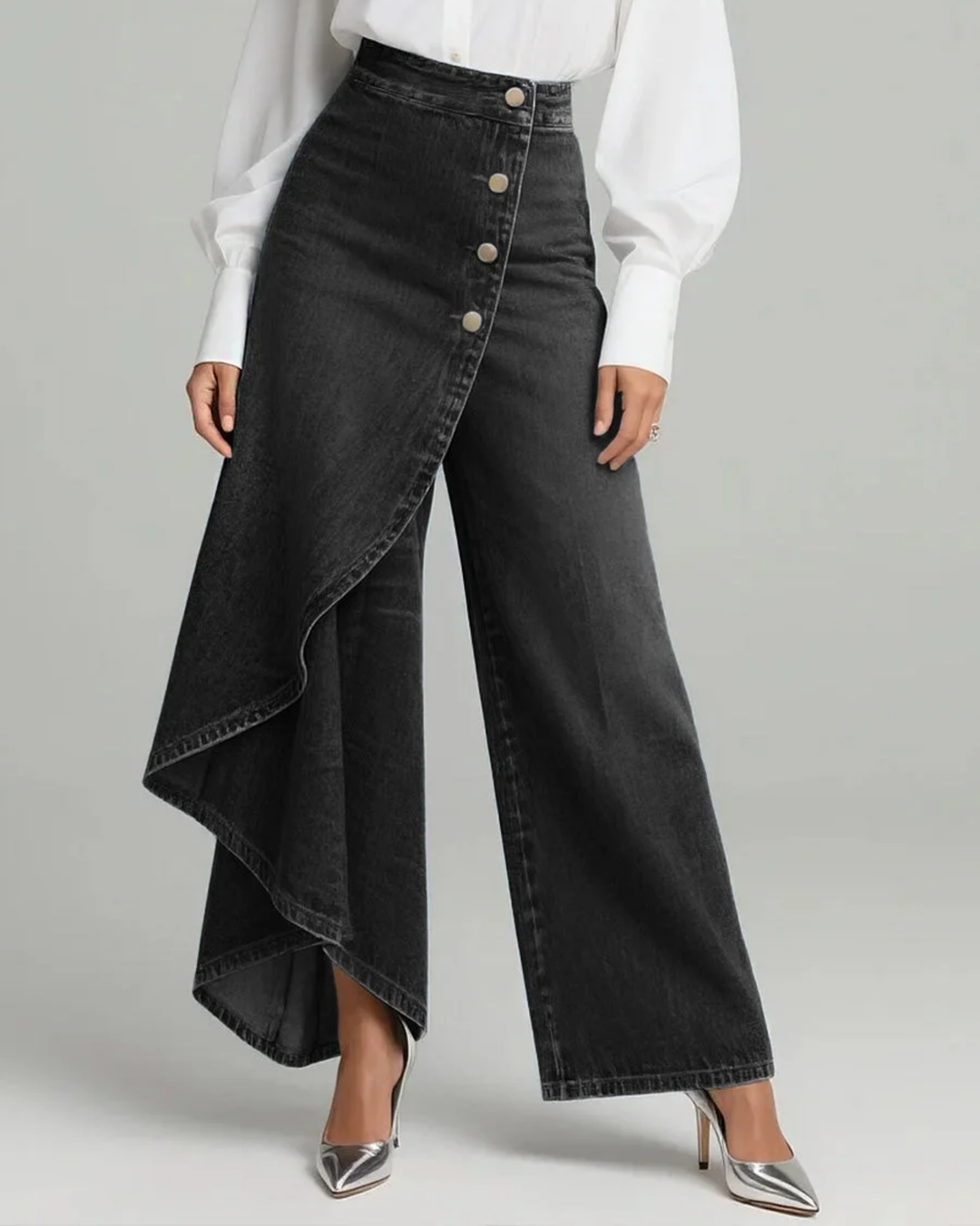 Pantalon en croisé jean taille haute