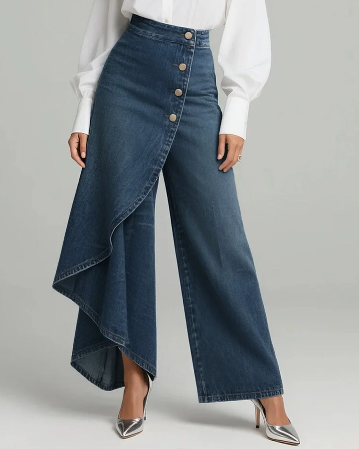 Pantalon en croisé jean taille haute