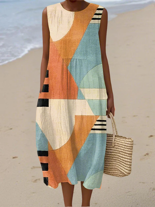 Iris™ | Robe midi à motifs géométriques