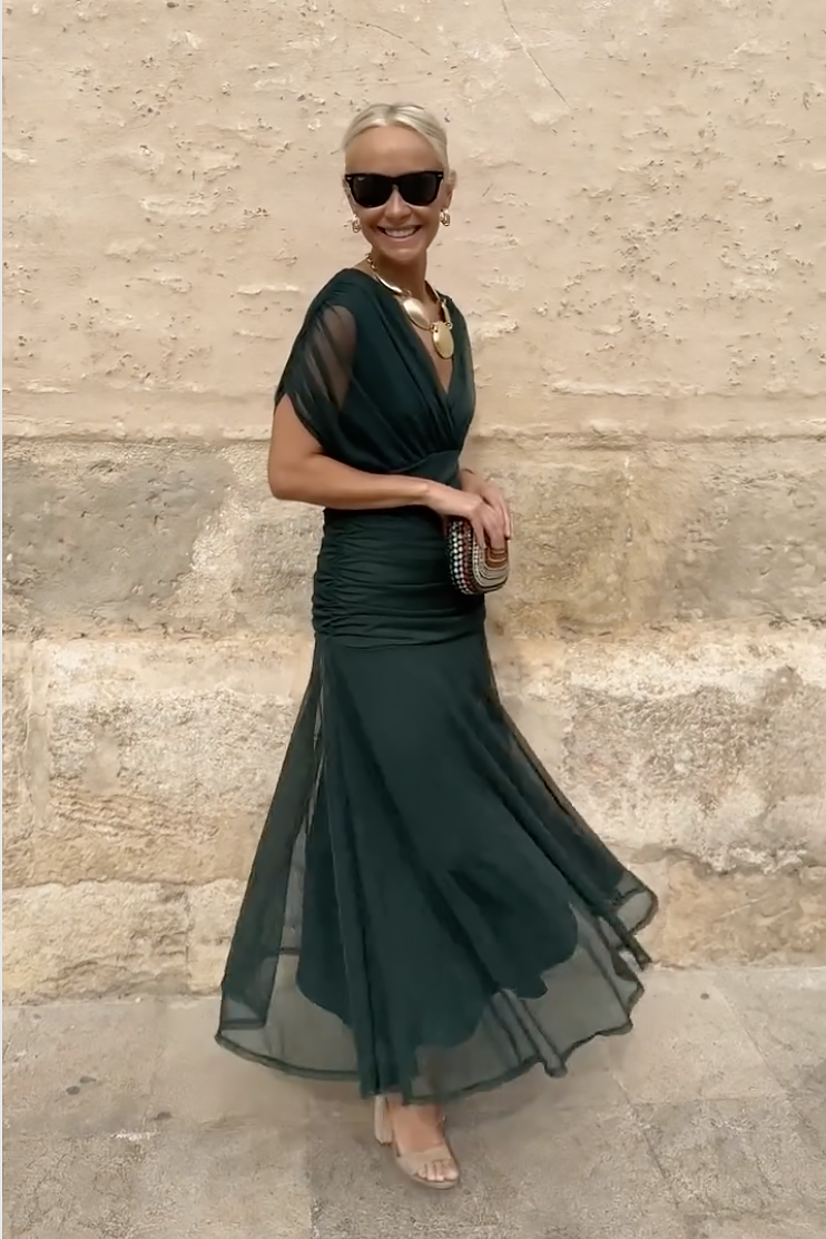 Luisa | Élégante robe longue de soirée à col en V