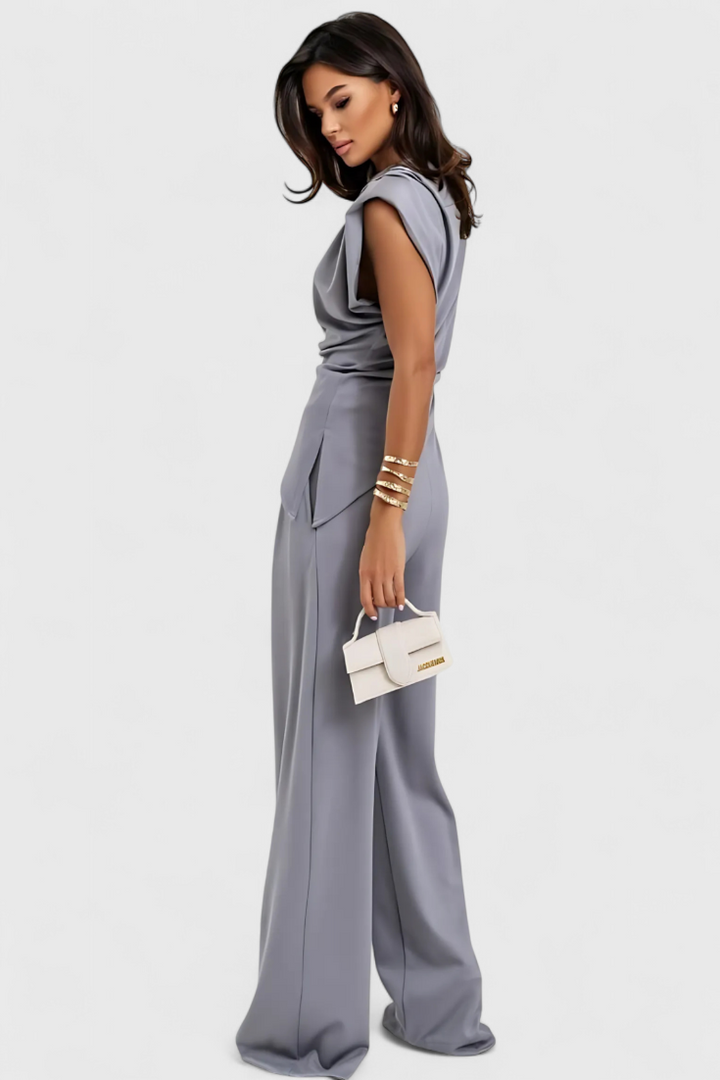 Ensemble asymétrique Sofia avec épaules drapées