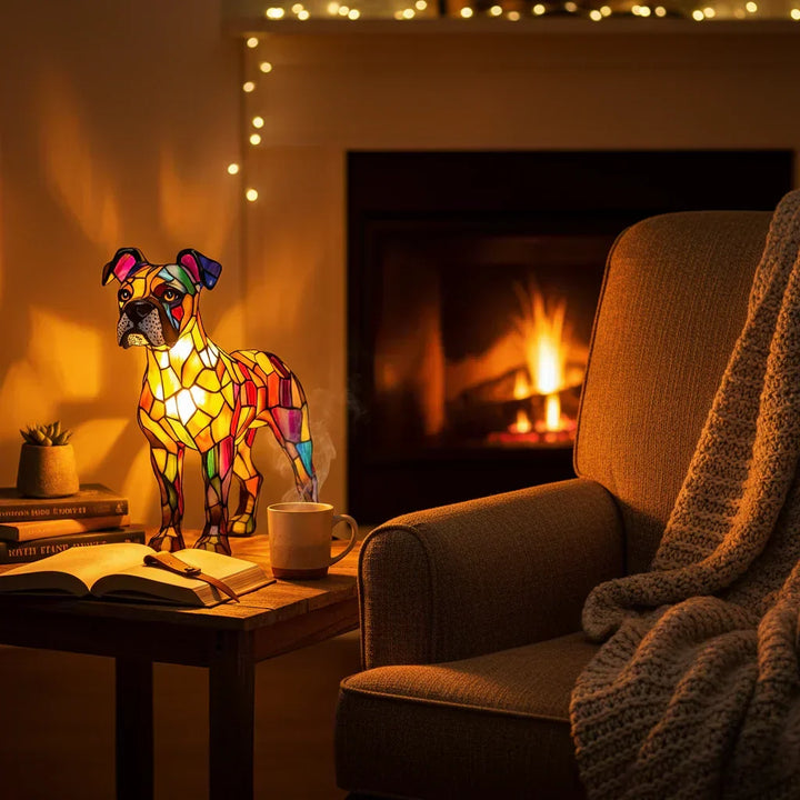 Boxer - Lampe en vitrail