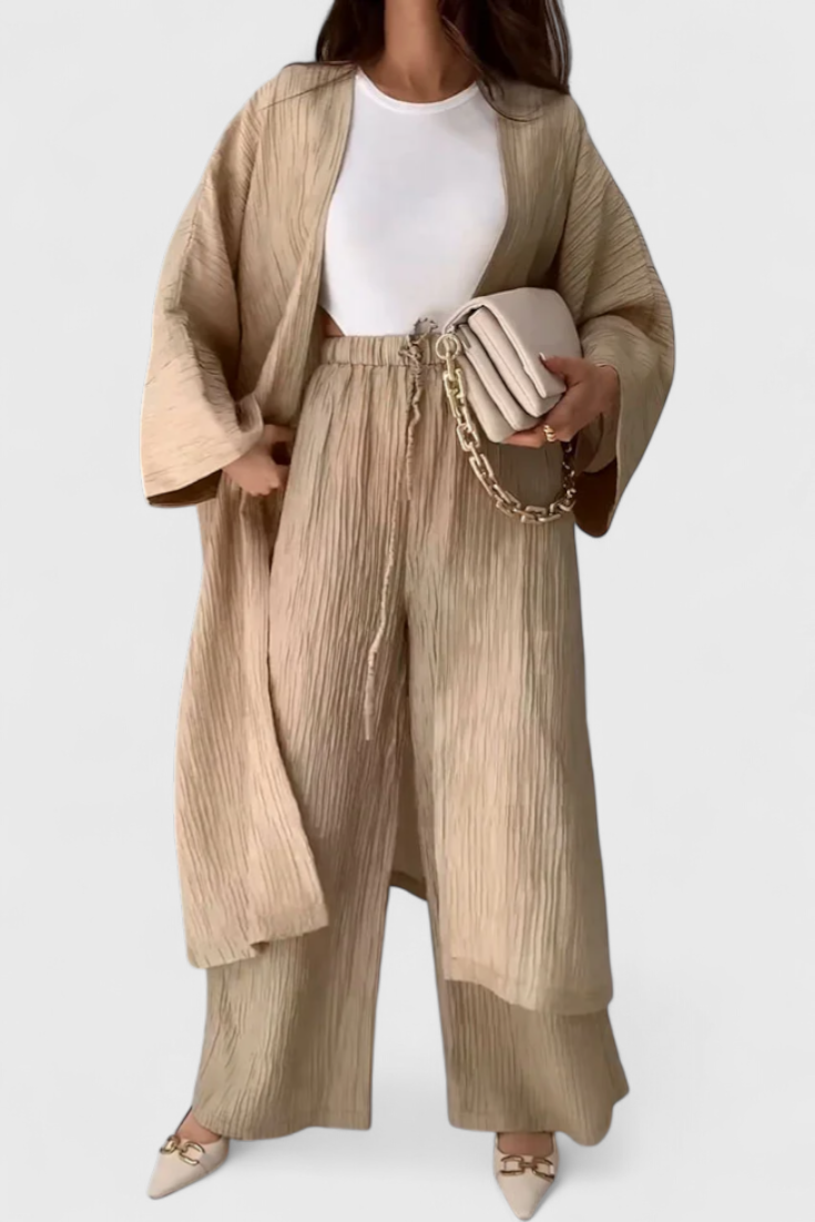 Ensemble deux pièces décontracté Caspian avec long kimono