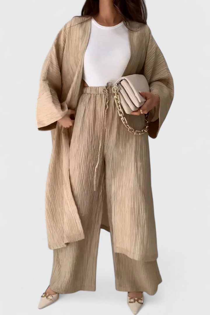 Ensemble deux pièces décontracté Caspian avec long kimono