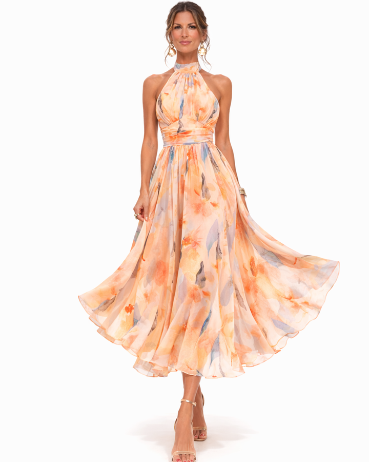 Aurora | Robe dos nu avec imprimé aquarelle