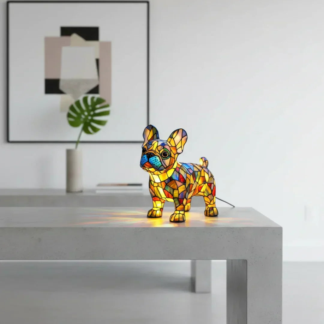 Bulldog Français - Lampe Vitrail