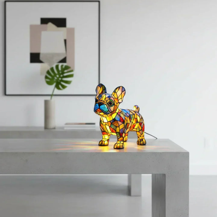 Bulldog Français - Lampe Vitrail