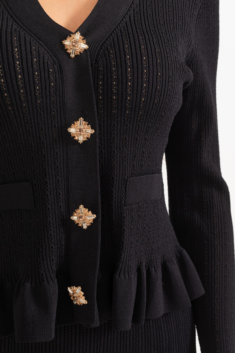 Prudence - Ensemble robe midi en maille fine et haut à boutons