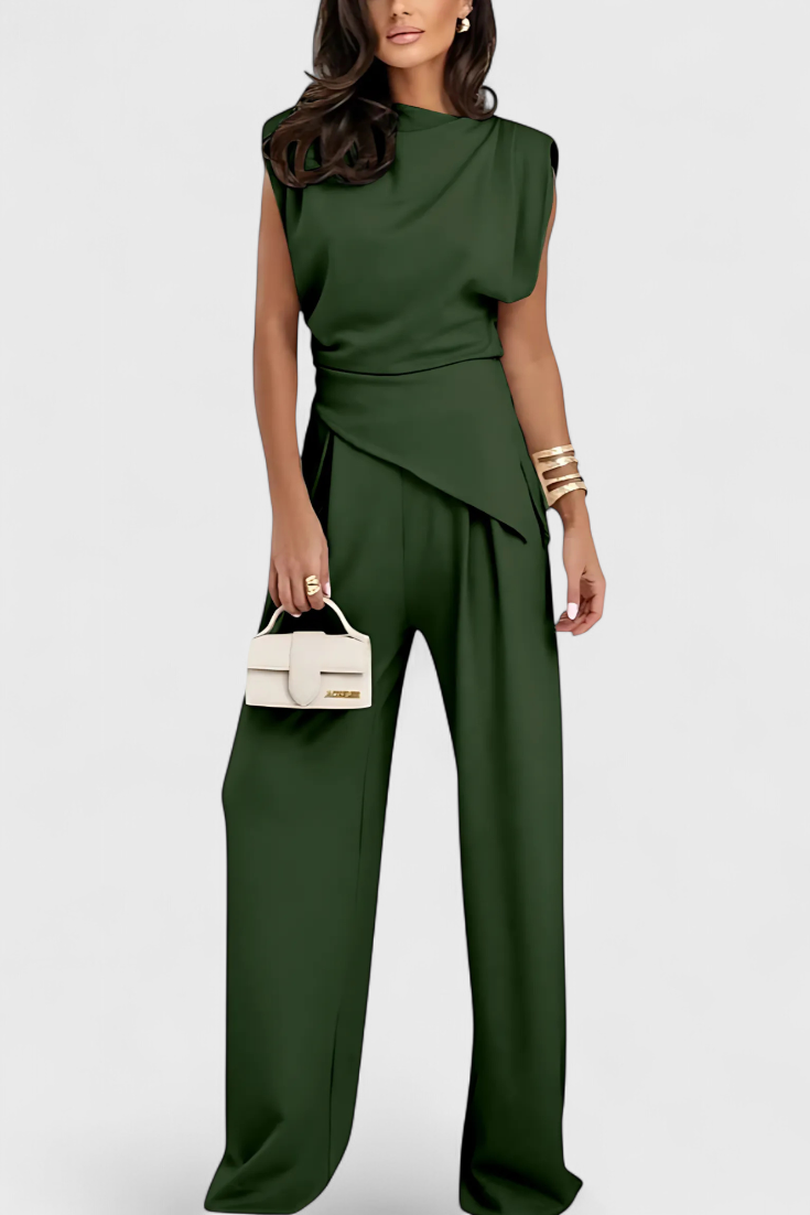 Ensemble asymétrique Sofia avec épaules drapées