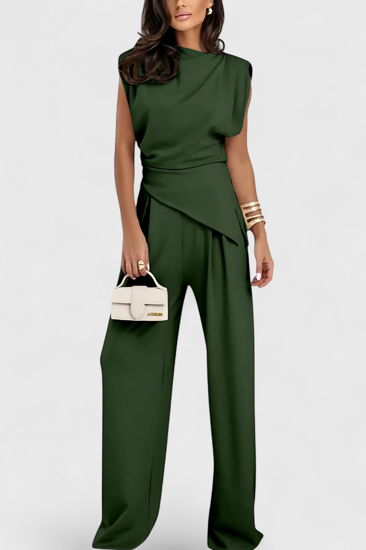 Ensemble asymétrique Sofia avec épaules drapées