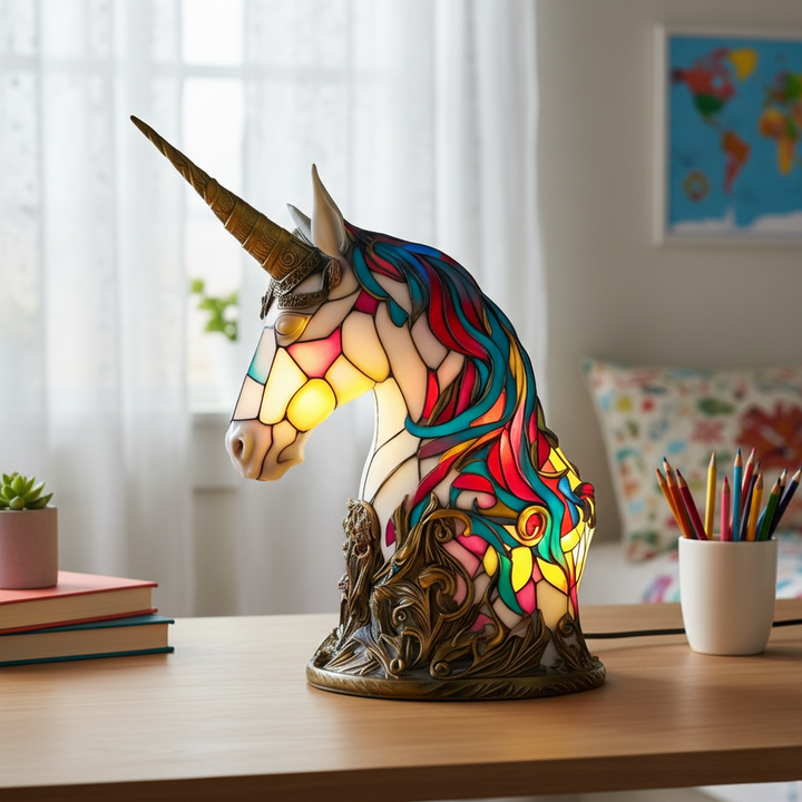 Unicornio - Lámpara de vitral