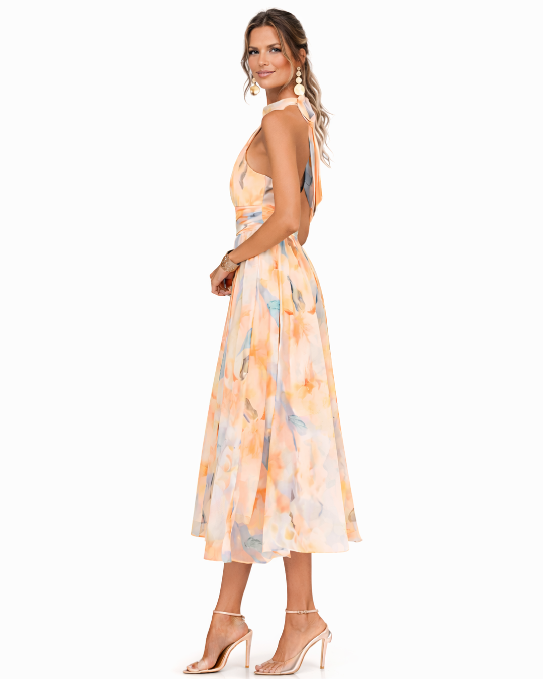Aurora | Robe dos nu avec imprimé aquarelle