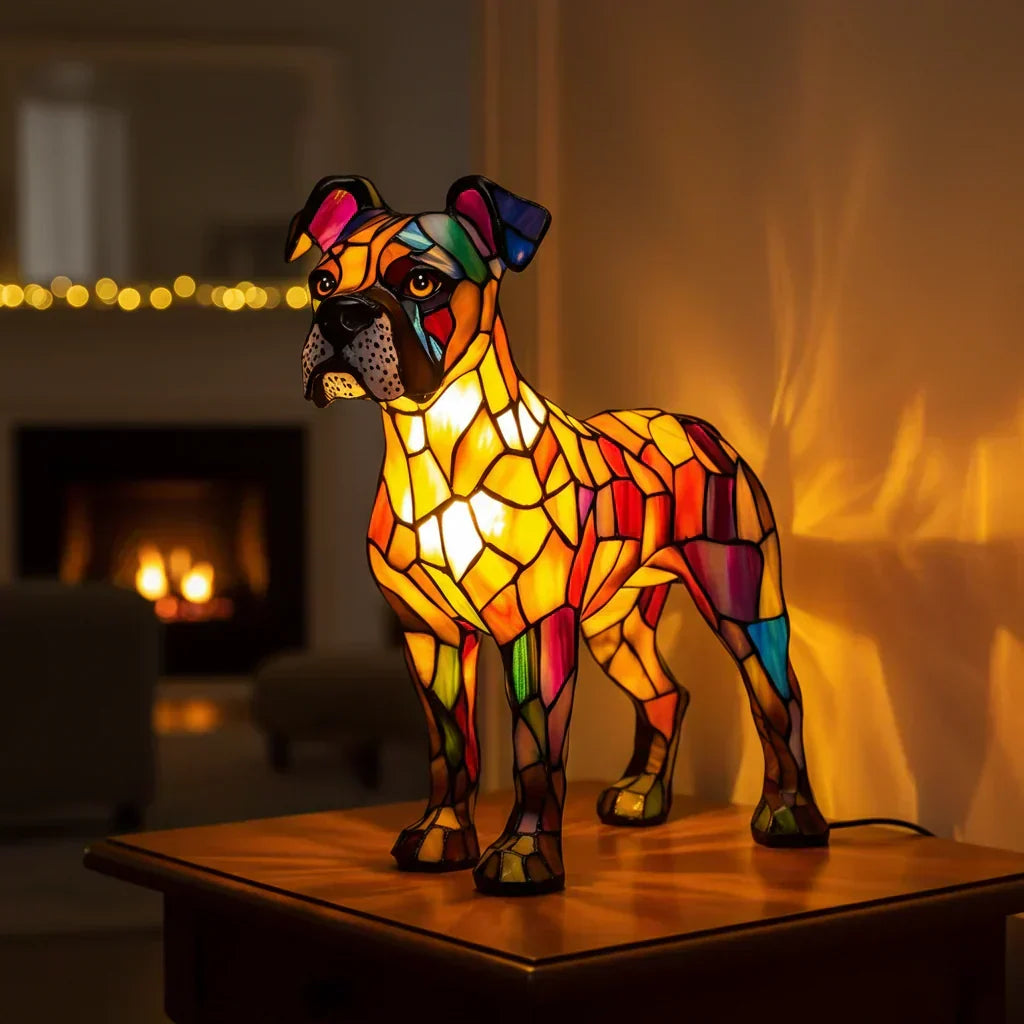 Boxer - Lampe en vitrail