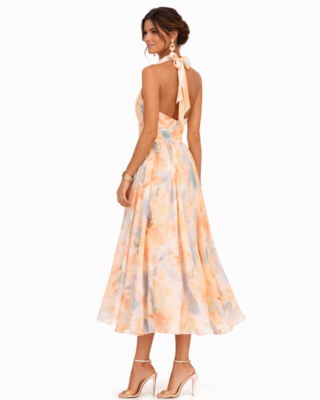 Aurora | Robe dos nu avec imprimé aquarelle