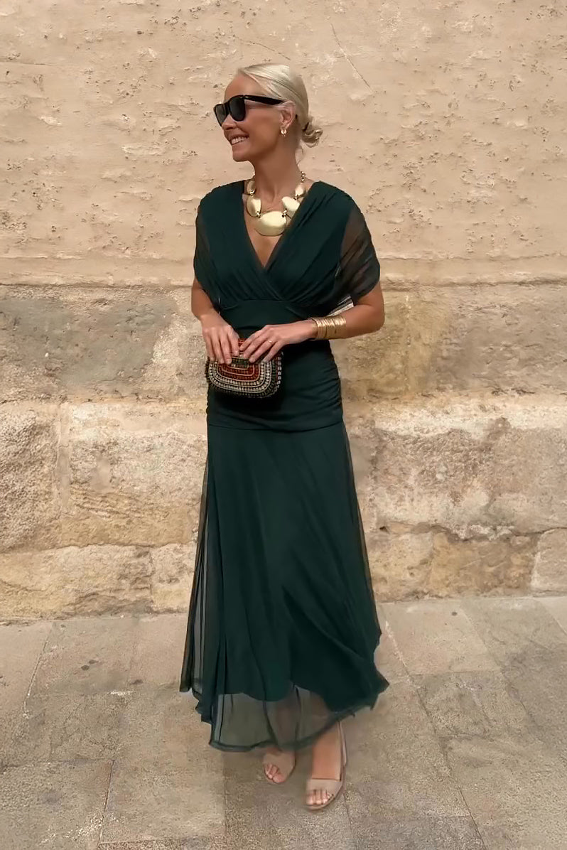 Luisa | Élégante robe longue de soirée à col en V