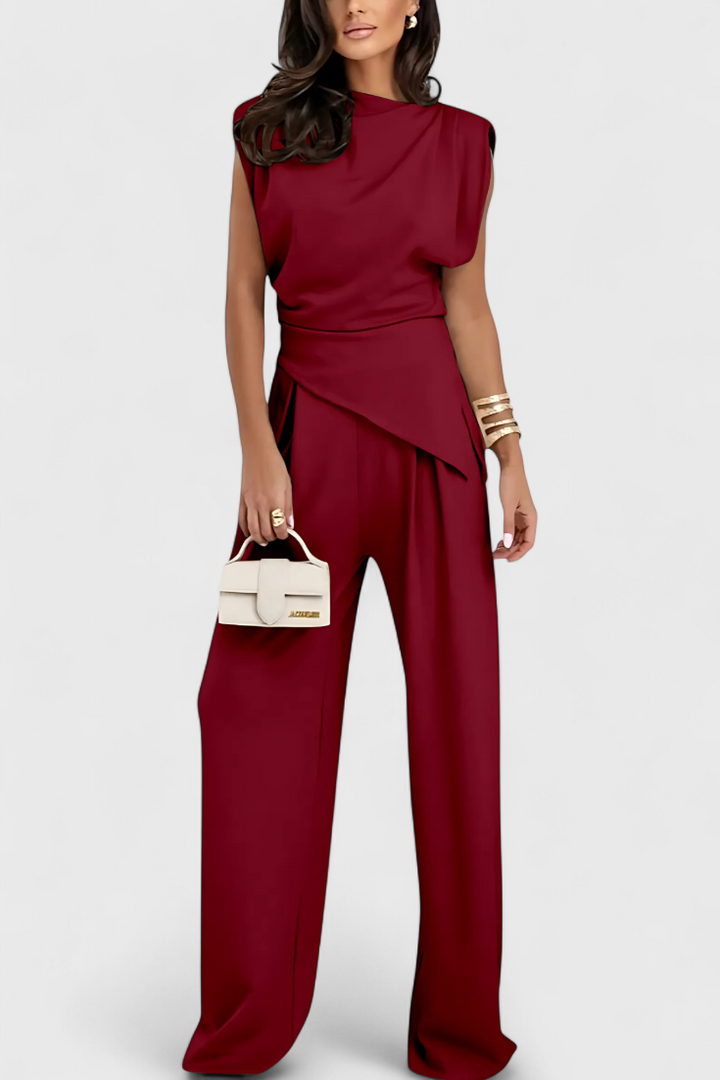 Ensemble asymétrique Sofia avec épaules drapées