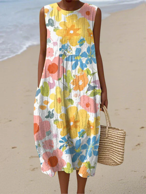 Ella™ | Robe midi à fleurs pastel