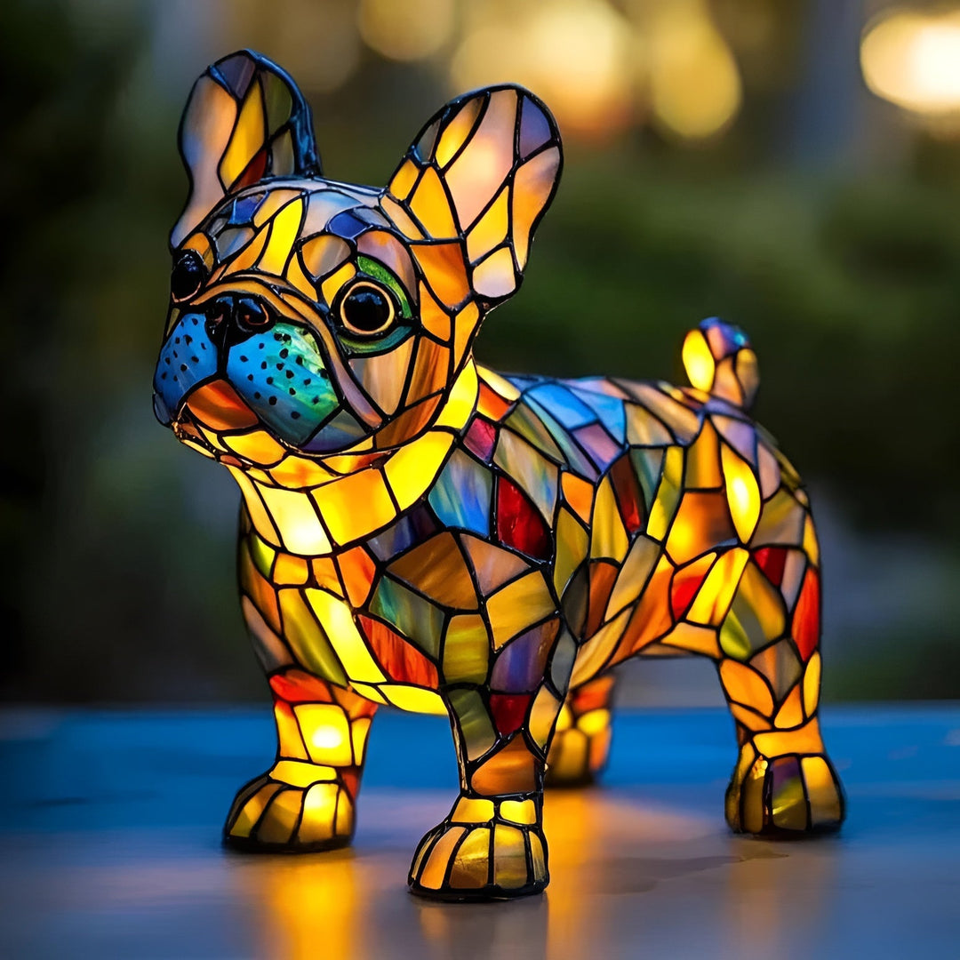Bulldog Français - Lampe Vitrail