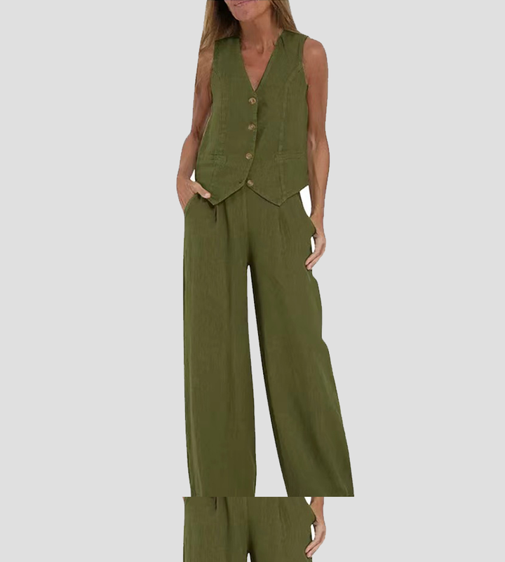 Jaira™ | Ensemble gilet noué et pantalon large