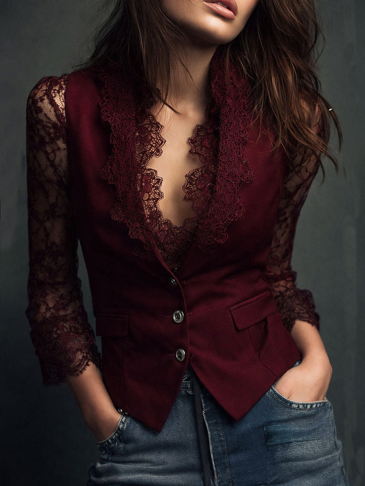 Claudia™ | Blazer en dentelle noire