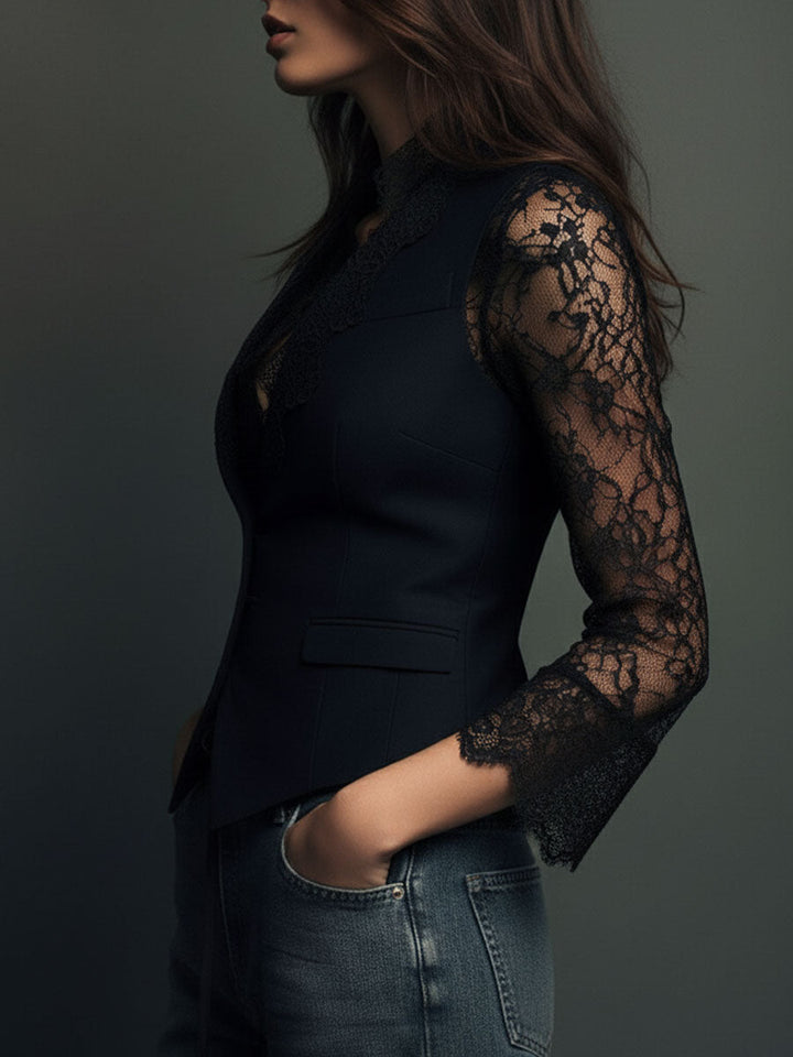 Claudia™ | Blazer en dentelle noire