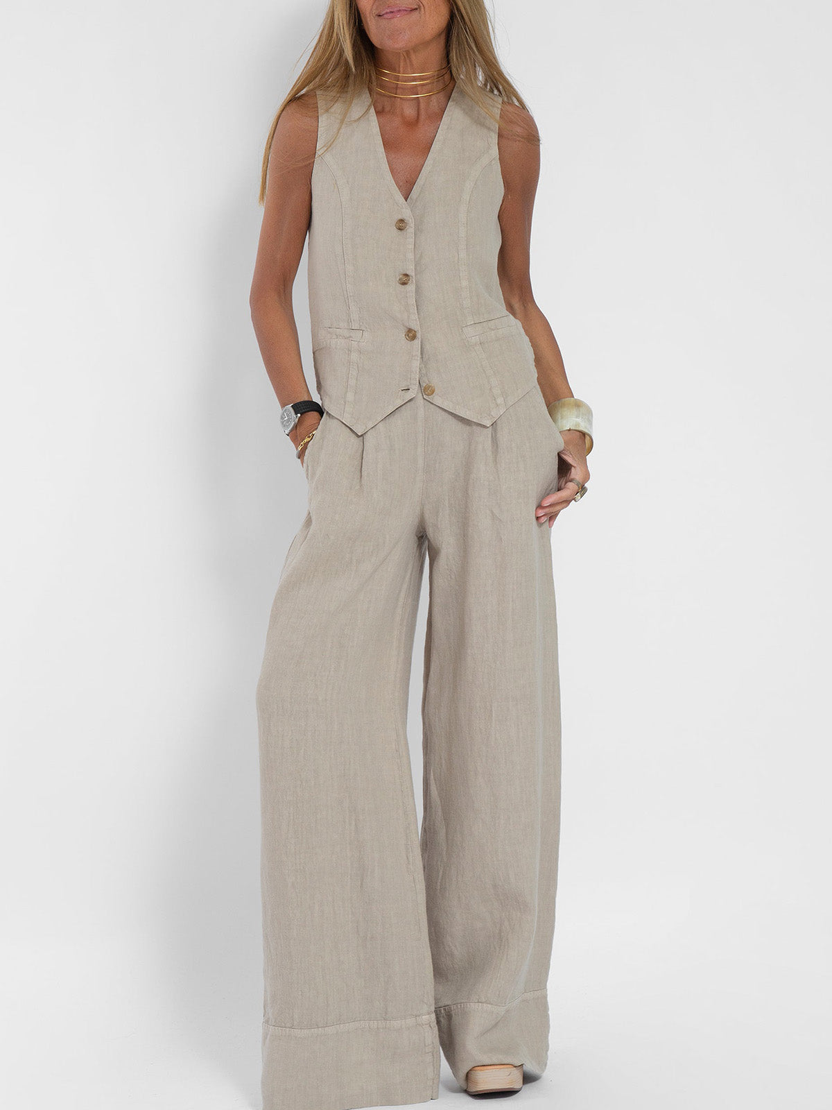 Jaira™ | Ensemble gilet noué et pantalon large