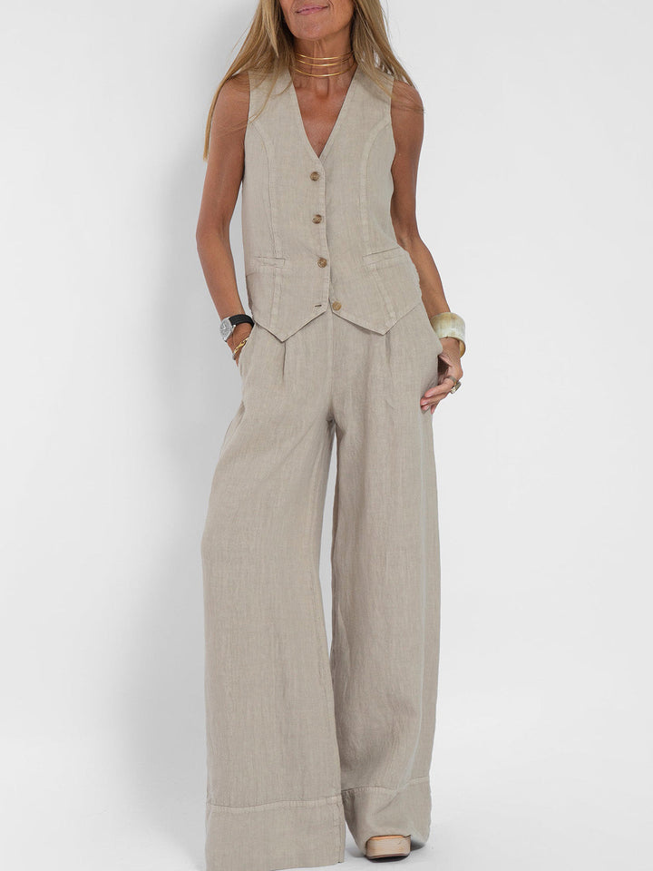 Jaira™ | Ensemble gilet noué et pantalon large
