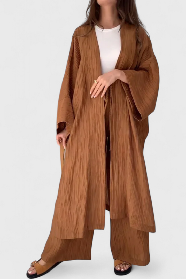 Ensemble deux pièces décontracté Caspian avec long kimono