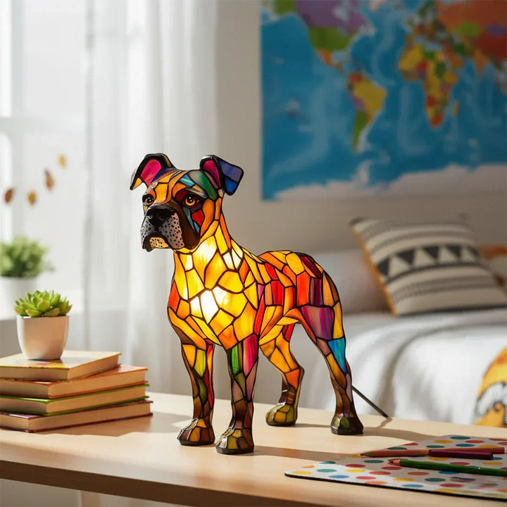 Boxer - Lampe en vitrail