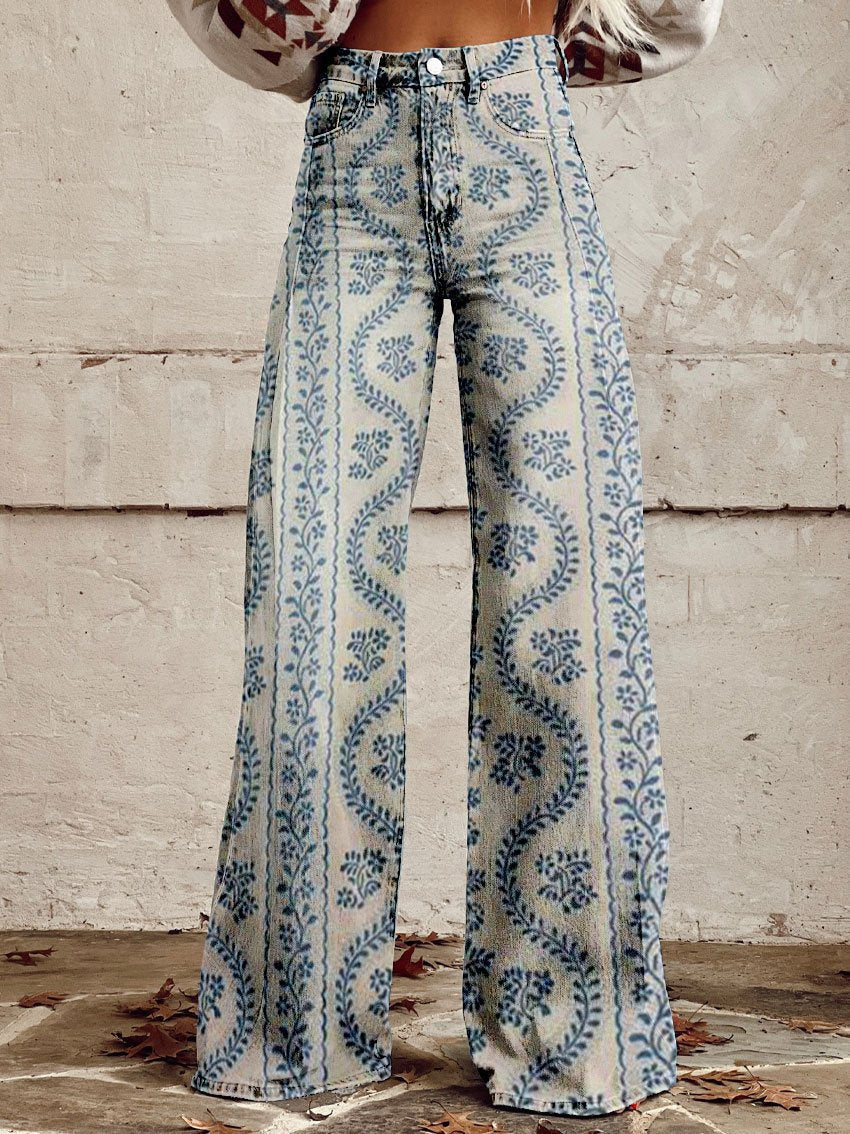 Juliana™ | Legging large imprimé bleu