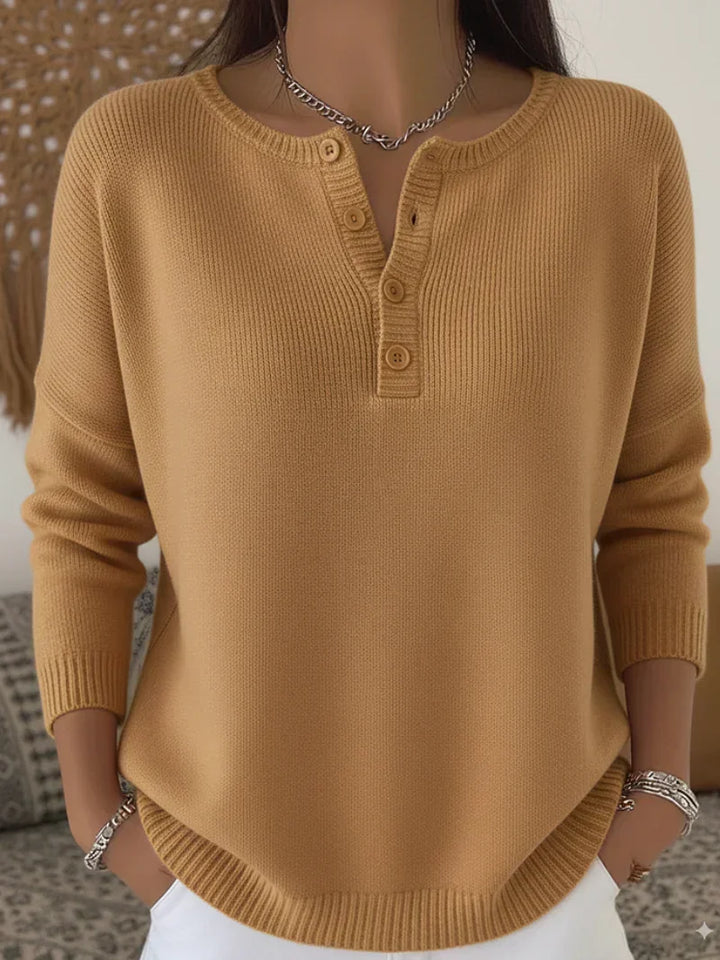Helena | Pull en Maille à Boutons Henley