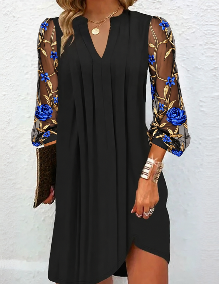 Damille | Robe Élégante à Manches Fleuries