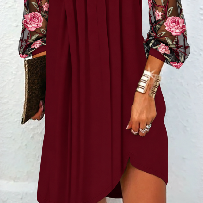 Jamille | Robe Élégante à Manches Fleuries