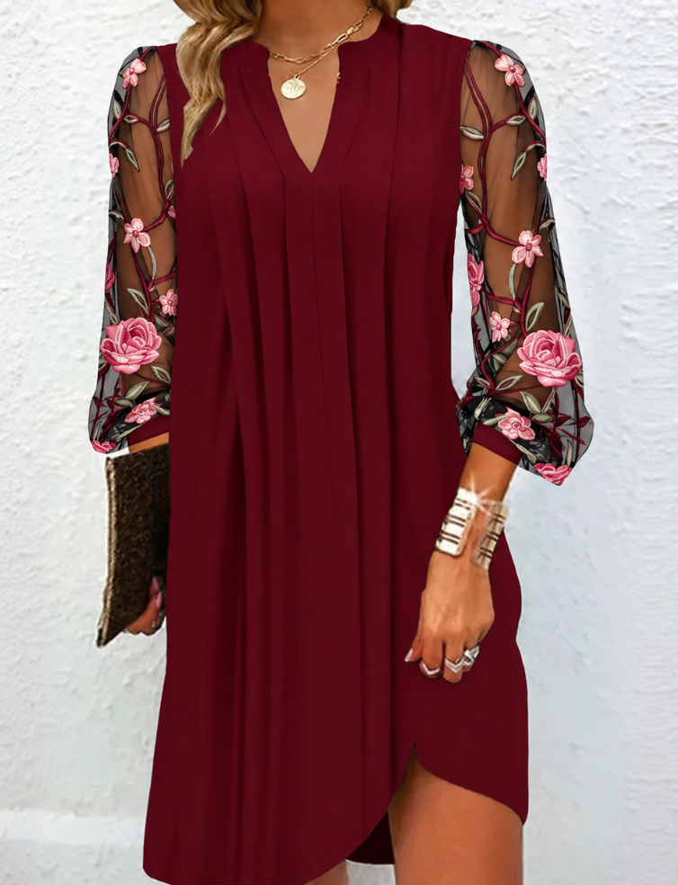 Jamille | Robe Élégante à Manches Fleuries
