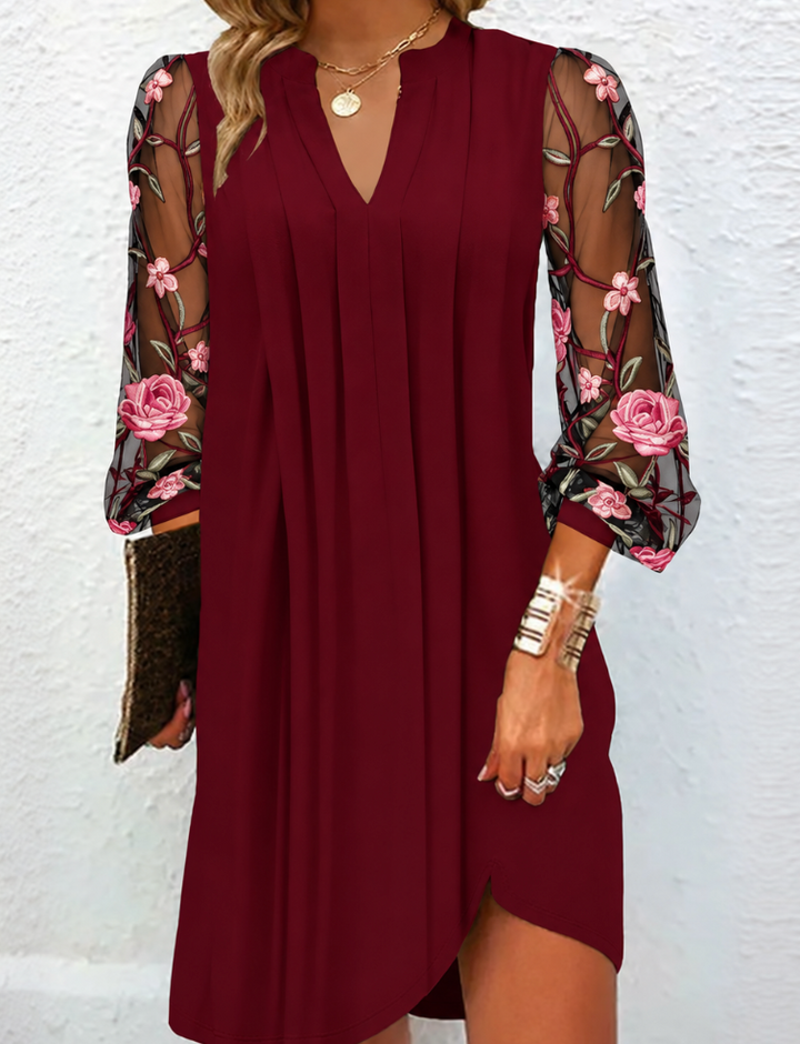 Jamille | Robe Élégante à Manches Fleuries