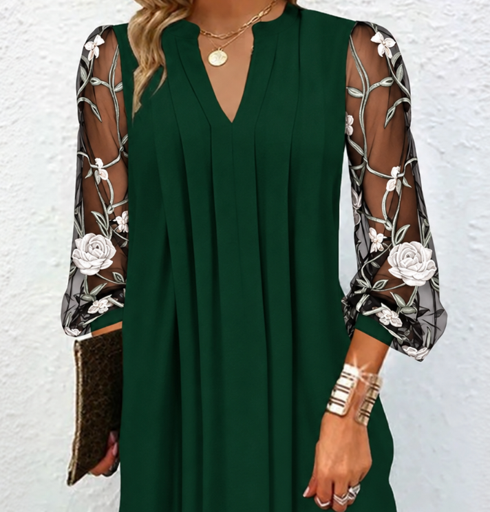 Lamille | Robe Élégante à Manches Fleuries