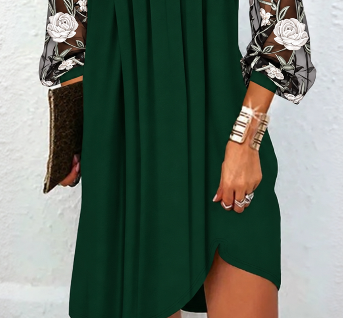Lamille | Robe Élégante à Manches Fleuries
