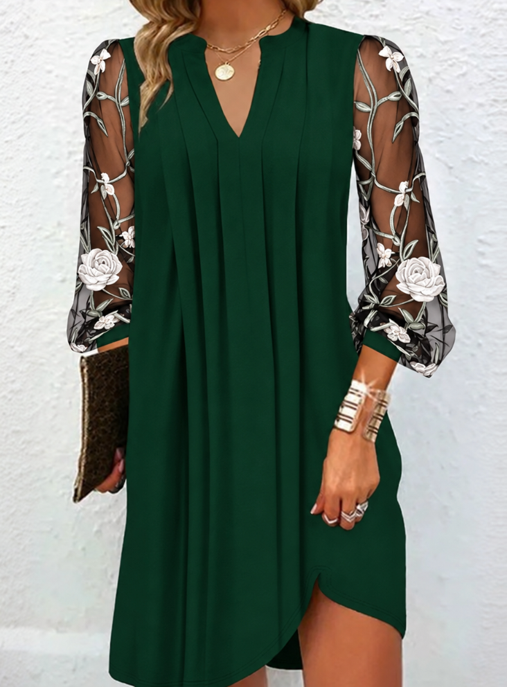Lamille | Robe Élégante à Manches Fleuries