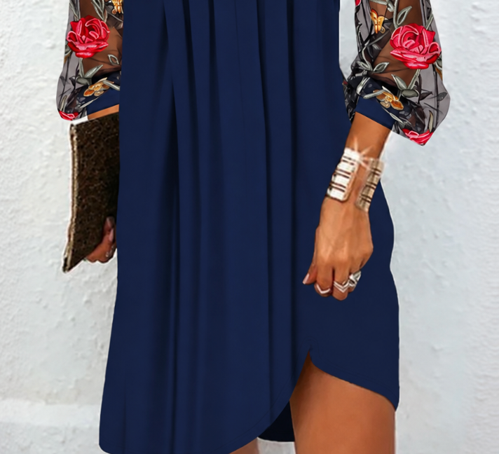 Samille | Robe Élégante à Manches Fleuries