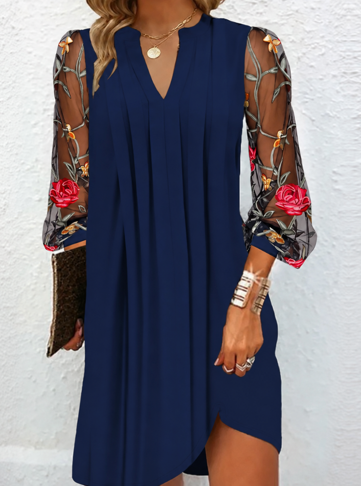 Samille | Robe Élégante à Manches Fleuries