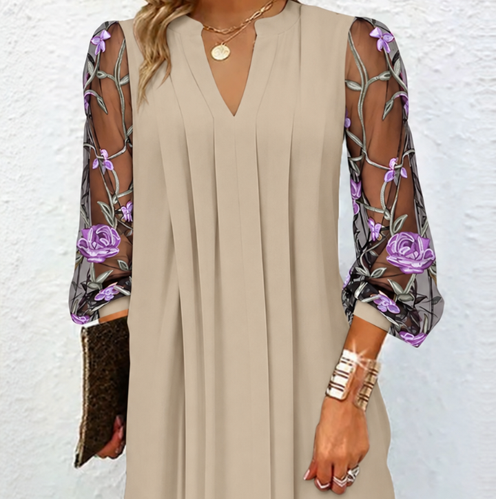 Tamille | Robe Élégante à Manches Fleuries