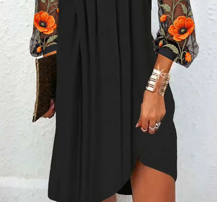 Vamille | Robe Élégante à Manches Fleuries
