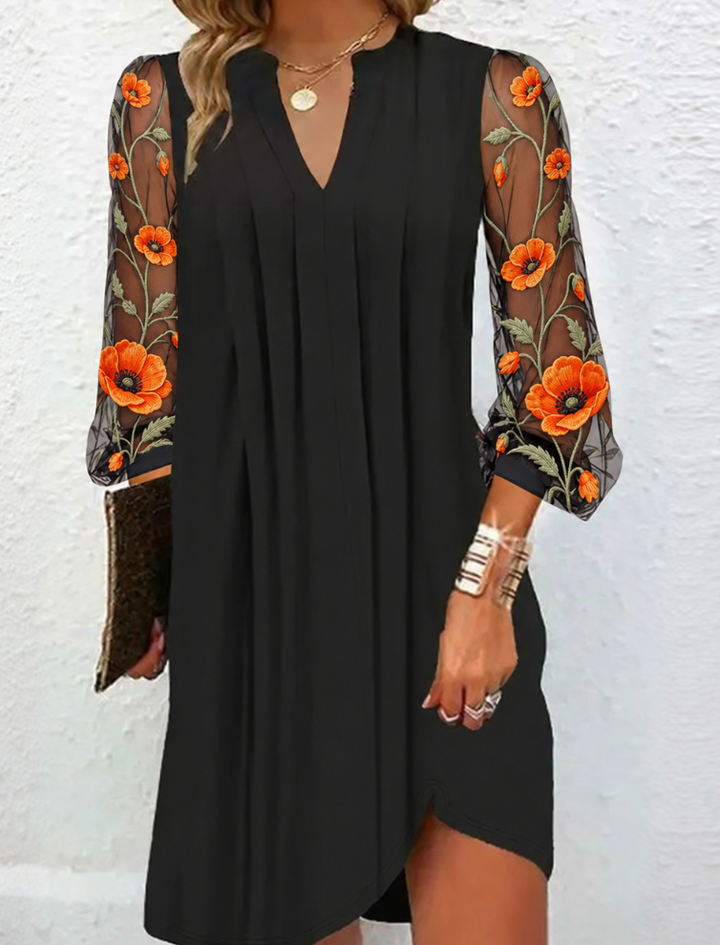 Vamille | Robe Élégante à Manches Fleuries
